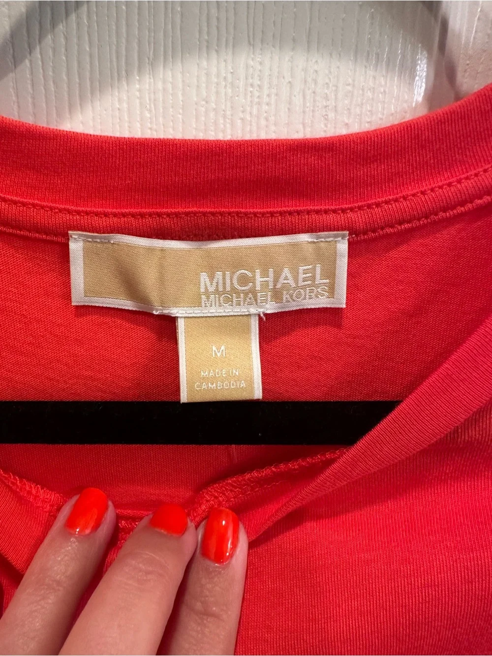 Michael Kors Coral Red Flutter Sleeve Tee